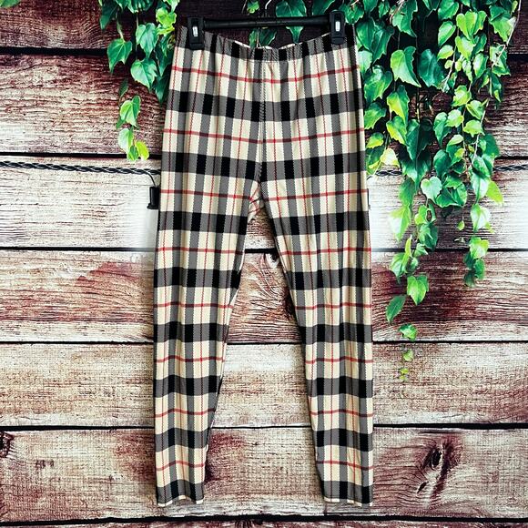 Nova Check Designer Inspired Leggings Full Length One Size M L XL Plaid Striped - Picture 1 of 5